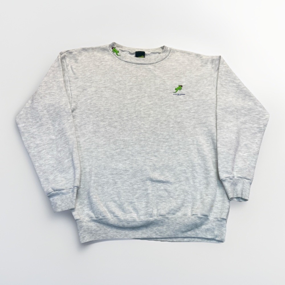Vintage Gecko Sweatshirt Mens L Playa Del Carmen Turtle Pullover Crewneck 90s